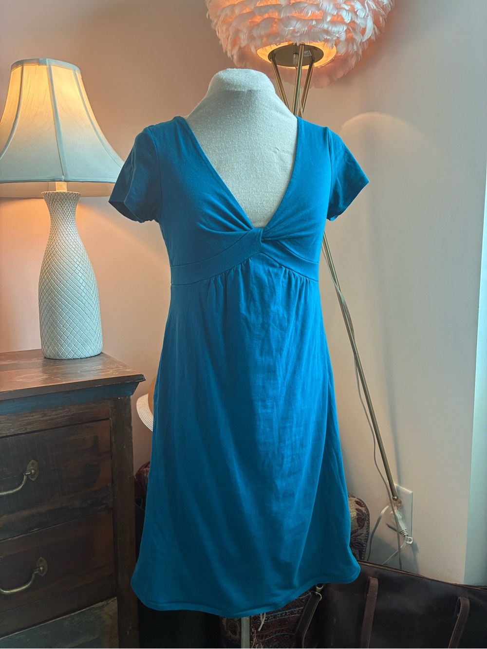 Banana Republic Blue Cotton Knit Dress | Super Soft & Comfortable | 95% Cotton